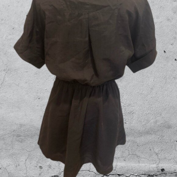 Zara Black Buttoned Dolman Sleeve Mini Dress Size Small - Picture 5 of 7